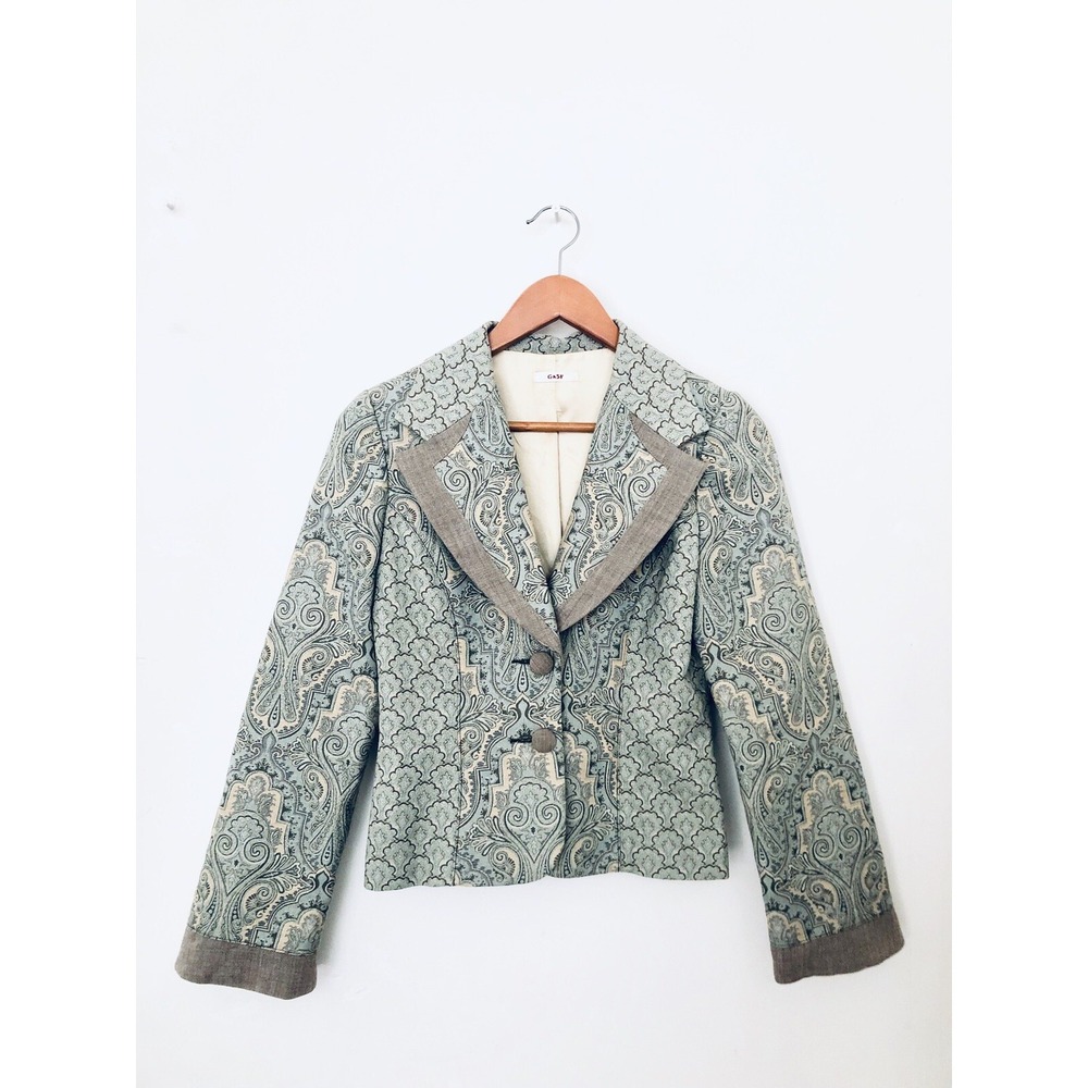 GASP Beautiful Womens Soft Green Jacket/Blazer Two Tone Pattern Size 6 Lined